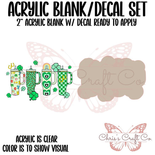 St. Patrick Tumbler Lucky Charms Acrylic Blank UVDTF Decal Set, Diy Badge Reels, UVDTF sticker, Unfinished Badge Reel, Badge Reel Blanks