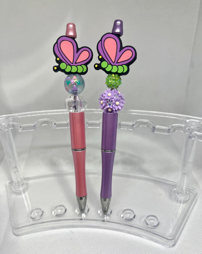 Butterfly Beaded Pen, Refillable Ink Pen, Sarcastic Pen, Fun Pens Acrylic Beads, Custom Pen, Retractable Ink Pen, Graduation