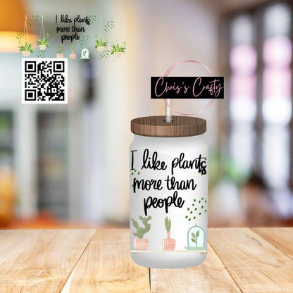 UVDTF Wrap Sarcastic Funny I Like Plants More then People for 16oz Can Glass Mug Tumbler, Ready to Apply, Permanent Waterproof Adhesive