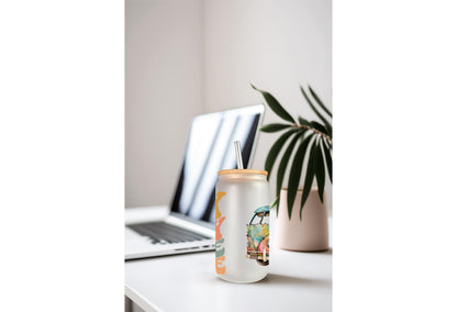 UVDTF Wrap Retro Stay Trippie Little Hippie Van 16oz Can Glass Mug Tumbler, Ready to apply, Permanent Waterproof Adhesive