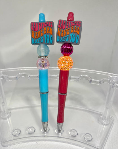 Beaded Pen Bad B*tches Have Bad Day, Refillable Ink Pen, Sarcastic Pen, Fun Pens Acrylic Beads, Custom Pen, Retractable Ink Pen, Graduation