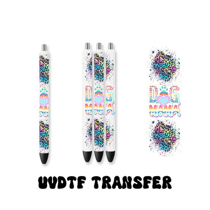 UVDTF Pen Wrap Dog Mama Leopard, Dog Mama, Ready to Apply, Permanent Waterproof Adhesive