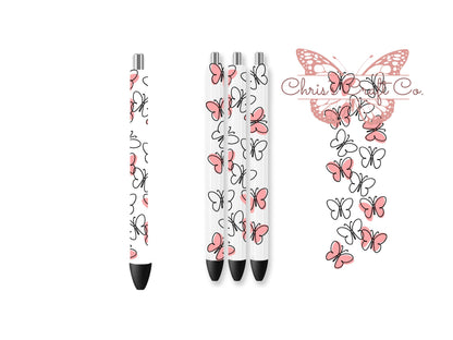 UVDTF Pen Wrap Butterfly Pink, Butterfly Wrap, Permanent Adhesive Waterproof