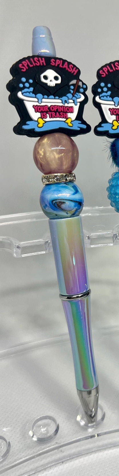 Beaded Pen Opinion is Trash Splish Splash Skeleton, Sarcastic Pen, Fun Pens Acrylic Beads, Custom Pen, Retractable Ink Pen, Graduation