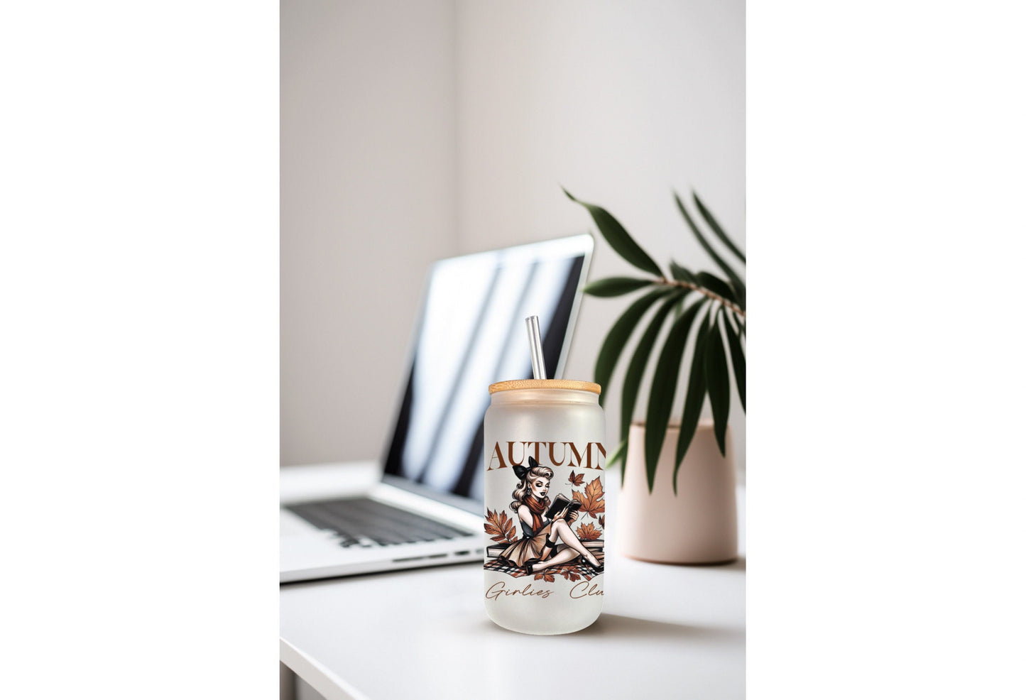 UVDTF Wrap Autumn Girlies Club Vintage Girl for 16oz Can Glass Mug Tumbler, Ready to Apply, Permanent Waterproof Adhesive
