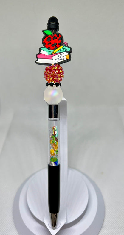 Beaded Pens, Teach Love Inspire Books , Fun Pens Acrylic  Beads, Beaded Pen, Retractable Ink Pen, Gifts