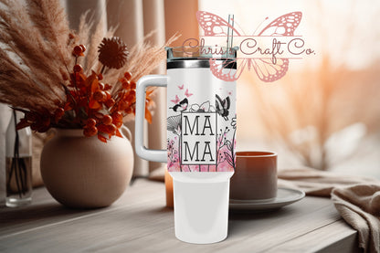 UVDTF Wrap Floral Mama 16oz Can Glass Mug Tumbler, Mom Wrap, Ready to apply, Permanent Waterproof Adhesive