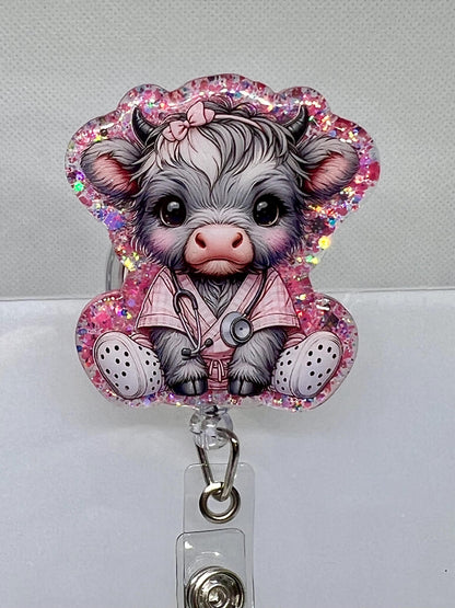 Highland Cow Nurse Acrylic Blank Decal Set, DIY Badge Reels, Medical Blank UVDTF sticker, Unfinished Badge Reel, Badge Reel Blanks