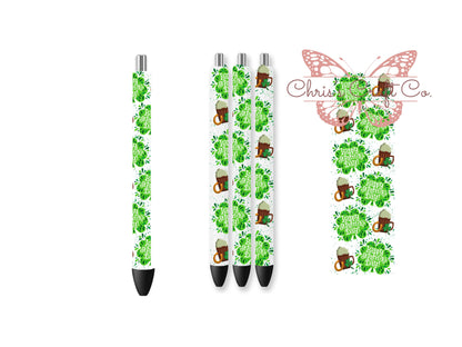 UVDTF Pen Wrap St. Patrick’s Day, Clover Shamrock Pen Wrap, Ready to apply, Permanent Waterproof Adhesive