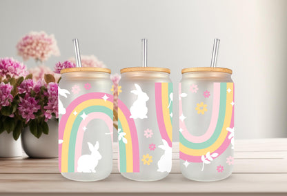 UVDTF Wrap Bunny Rainbow for 16oz Mug Tumbler, Ready to Apply, Permanent Waterproof Adhesive