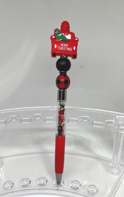 Beaded Pen Shaker Christmas Truck Ink Pen, Christmas Pen, Nurse Gifts, Teacher Gifts, Graduation Gifts, Gifts for Her, Retractable Pen