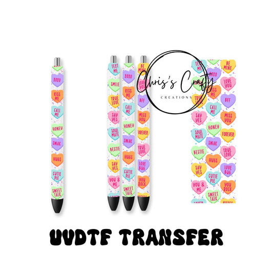 UVDTF Pen Wrap Valentines Conversation Hearts, Ready to Apply, Permanent Waterproof Adhesive