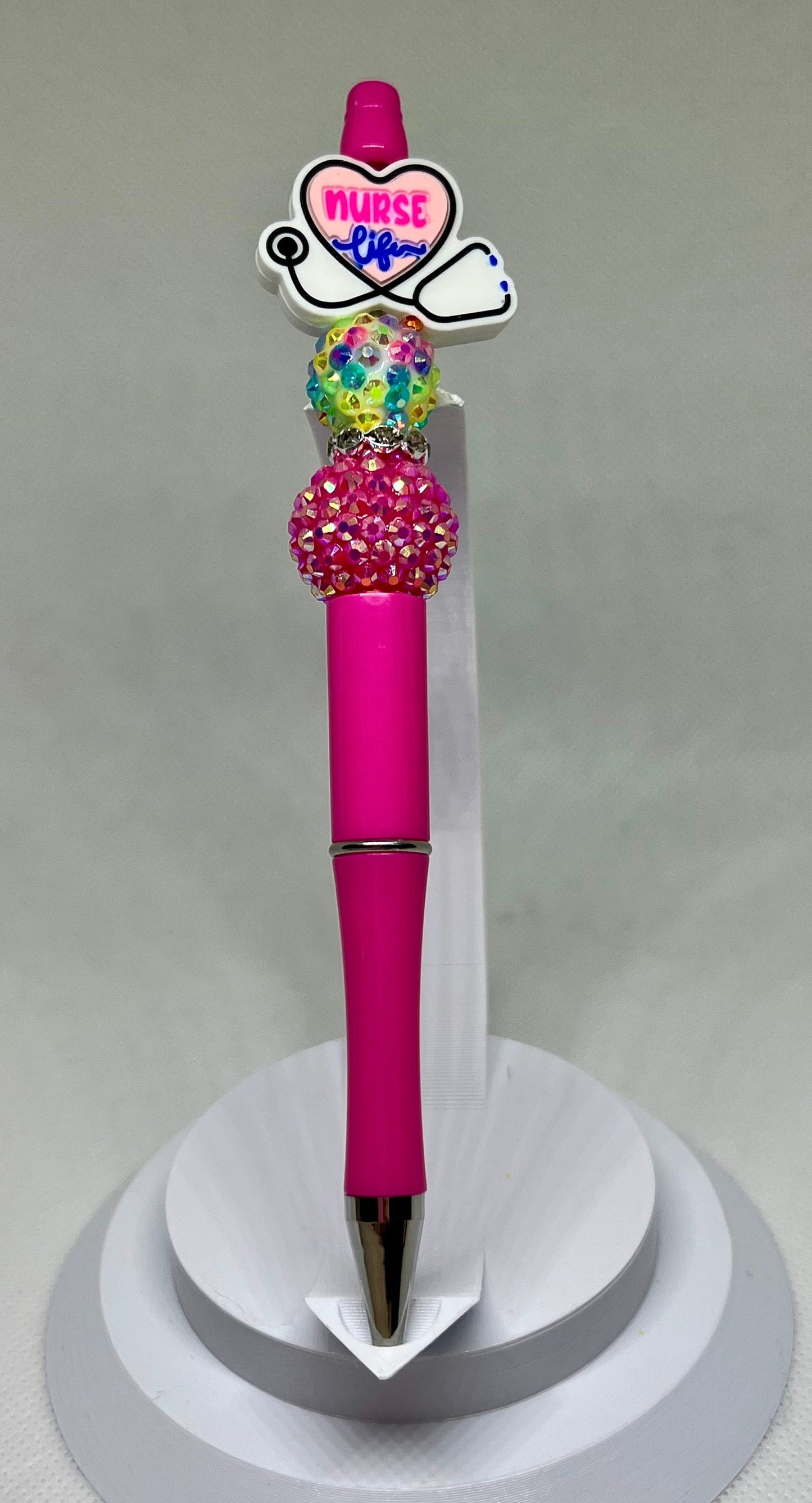 Beaded Pens, Nurse Life Fun Pens Acrylic Rhinestone Beads, Beaded Pen, Retractable Ink Pen, Gifts
