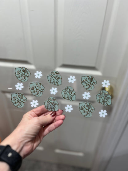 UVDTF Wrap Monstera Daisy Plants for 16oz Can Glass Mug Tumbler,  Plant Daisy Wrap, Ready to Apply, Permanent Waterproof Adhesive
