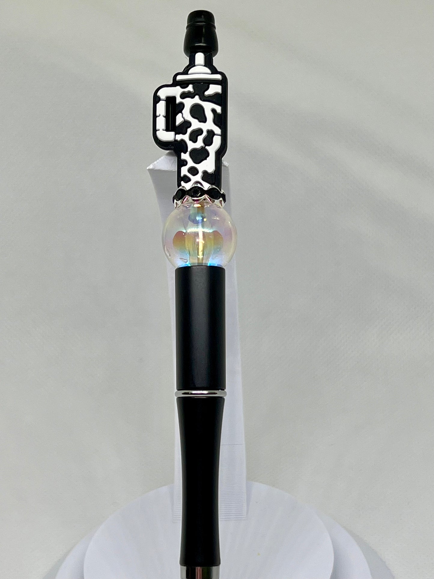 Beaded Tumbler Cow Print Ink Pen, Sarcastic Pen, Fun Pens Acrylic Beads, Custom Pen, Retractable Ink Pen, Gifts, Graduation