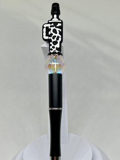 Beaded Tumbler Cow Print Ink Pen, Sarcastic Pen, Fun Pens Acrylic Beads, Custom Pen, Retractable Ink Pen, Gifts, Graduation