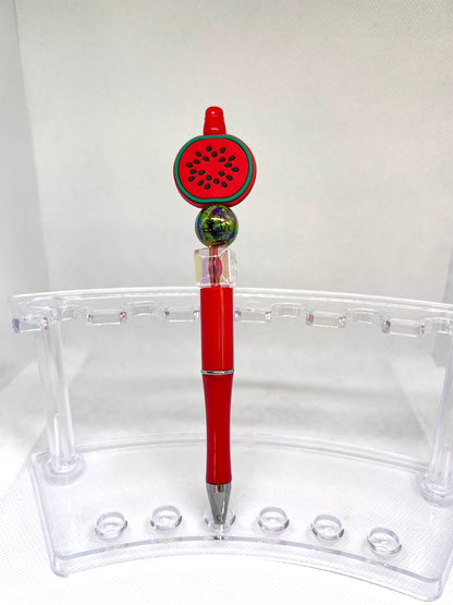 Watermelon Slices Seeds Beaded Pen, Fun Pens Acrylic Beads, Custom Pen, Retractable Ink Pen, Gifts for her, Gifts for Teacher,
