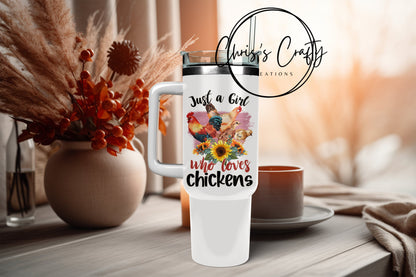 UVDTF Wrap Chickens Just a Girl Who Love 16oz Can Glass Mug Tumbler, Chicken Wrap, Ready to apply, Permanent Adhesive Waterproof