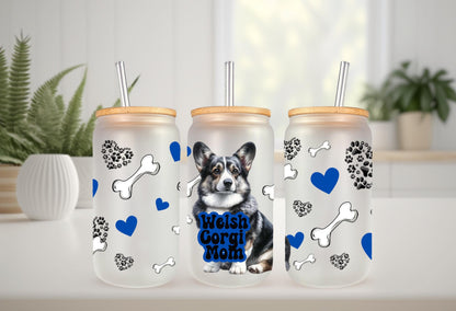 UVDTF Wrap Corgi Mom for 16oz Can Glass Mug Tumbler, Dog Mom Wrap, Ready to apply, Gifts for Her, Permanent Waterproof Adhesive