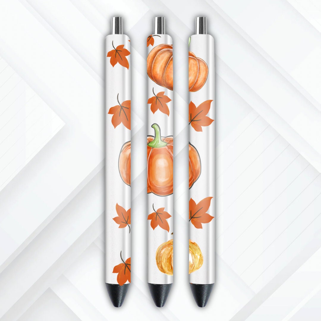 UVDTF Pen Wrap Fall Pumpkins Leave, Fall Pen Wrap, Ready to Apply, Permanent Waterproof Adhesive