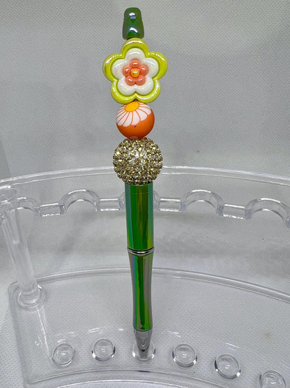 Beaded Pen Retro Flower, Refillable Ink Pen, Sarcastic Pen, Fun Pens Acrylic Beads, Custom Pen, Retractable Ink Pen, Graduation