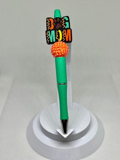 Beaded Pen Dog Mom Leopard, Sarcastic Pen, Fun Pens Acrylic Beads, Custom Pen, Retractable Ink Pen, Gifts, Graduation