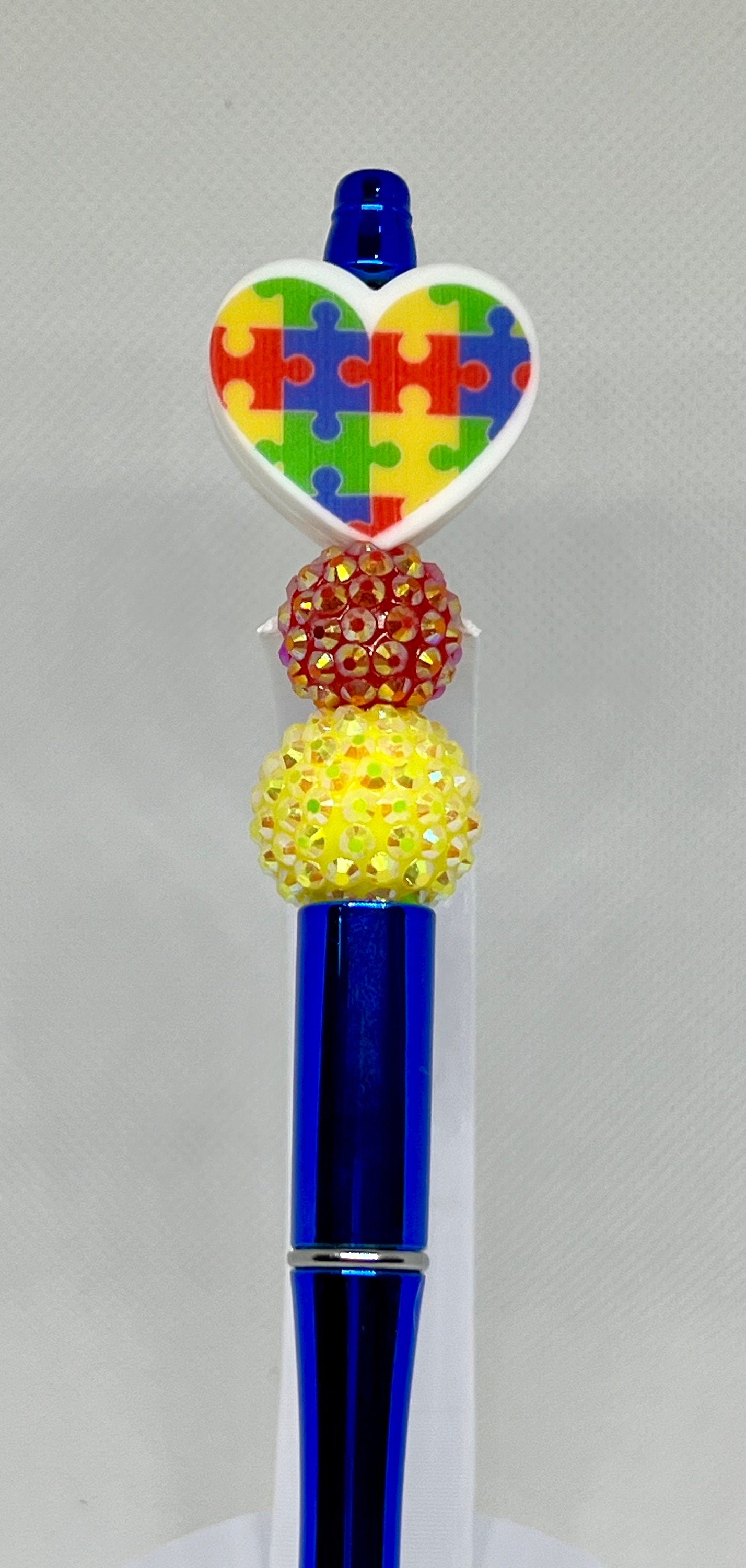 Beaded Pens Autism Puzzle Heart