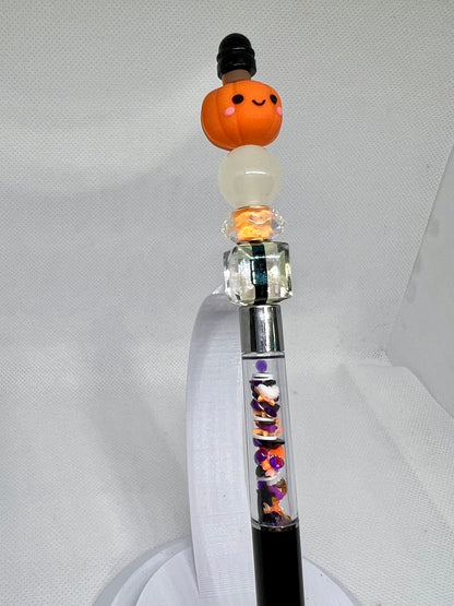 Beaded Shaker Pen Fall Pumpkin, Fun Pens Acrylic Beads, Custom Pen, Retractable Ink Pen, Gifts for her, Teacher, Nurses, Medical