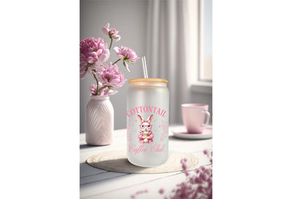 UVDTF Wrap Bunny Coquette Bows for 16oz Can Glass Mug Tumbler, Daisy Wrap, Ready to apply, Permanent Adhesive Waterproof