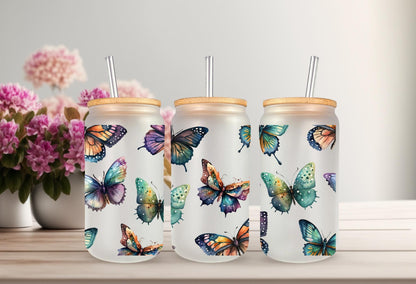 Colorful Butterfly Stickers - UV DTF Transfer Can Glass Wrap With Permanent Adhesive