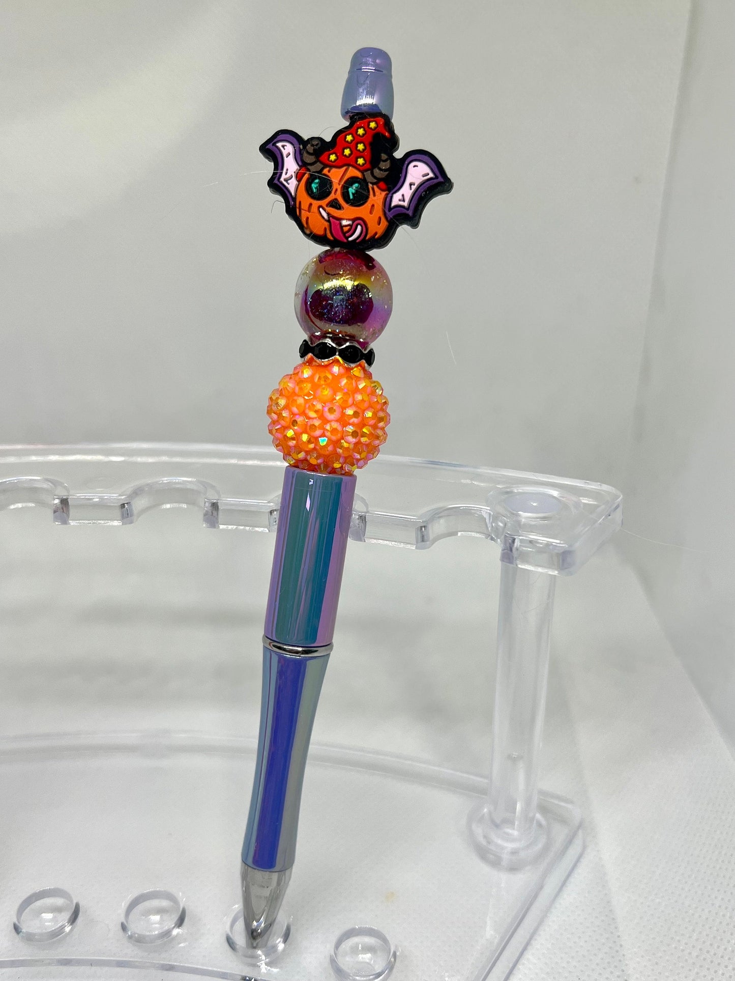 Beaded Pen Pumpkin Bat, Fun Pens Acrylic Beads, Custom Pen, Retractable Ink Pen, Gifts for her, Teacher, Nurses, Medical
