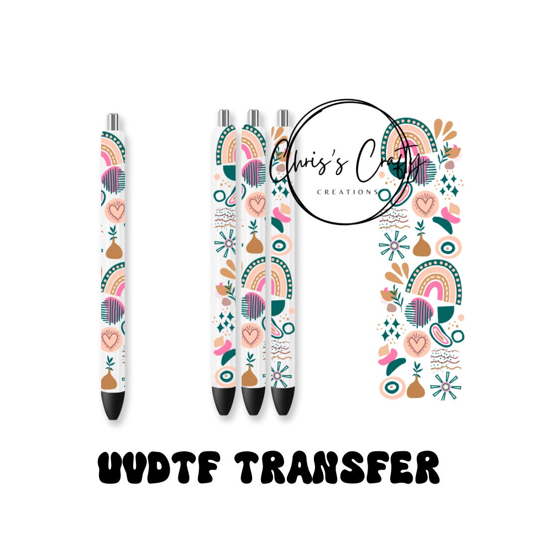 UVDTF Pen Wrap Boho Rainbow, Ready to Apply, Permanent Waterproof Adhesive