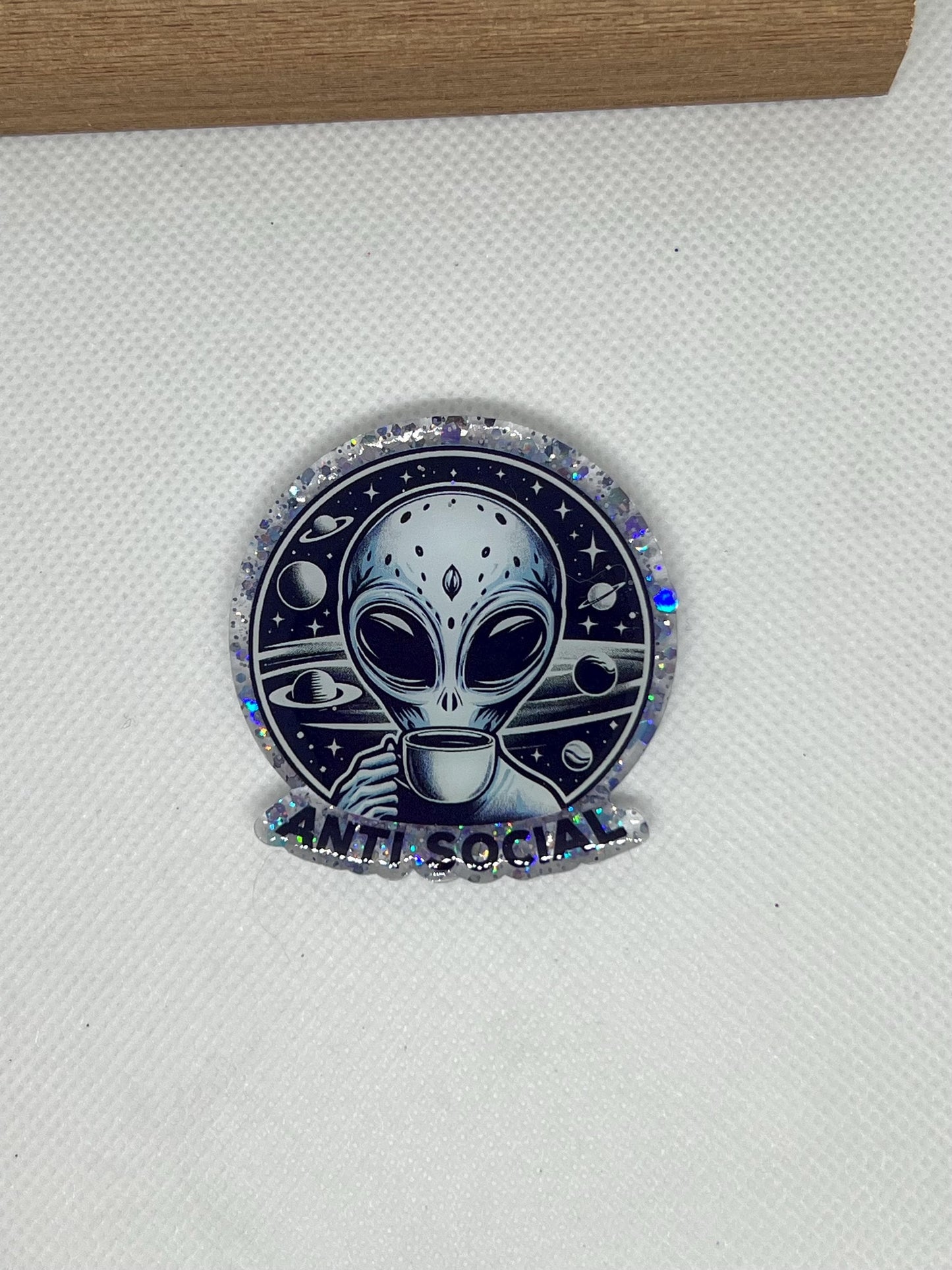 Sarcastic Saying Acrylic Blank Decal Set, DIY Badge Reels, Antisocial Alien, Blank and UVDTF sticker, Unfinished Badge Reel