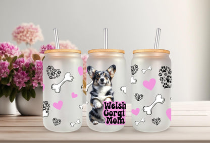 UVDTF Wrap Corgi Mom for 16oz Can Glass Mug Tumbler,  Ready to Apply, Permanent Waterproof Adhesive