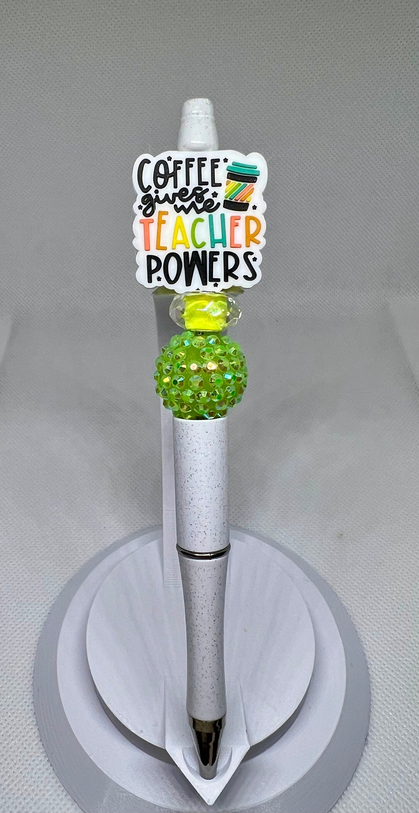 Coffee Give Teacher Powers Beaded Pen, Fun Pens Acrylic  Beads, Beaded Pen, Retractable Ink Pen, Gifts