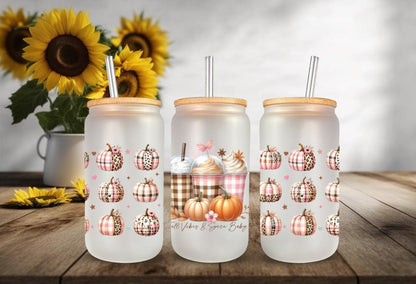 UVDTF Wrap Fall Vibes Spice Baby for 16oz Can Glass or 40oz Tumbler, Iced Coffee, Ready to apply, Permanent adhesive