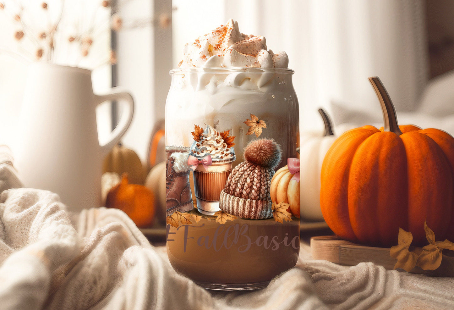 Fall Cup Wrap – Permanent Adhesive 16oz Tumbler Wrap for Glass Mugs