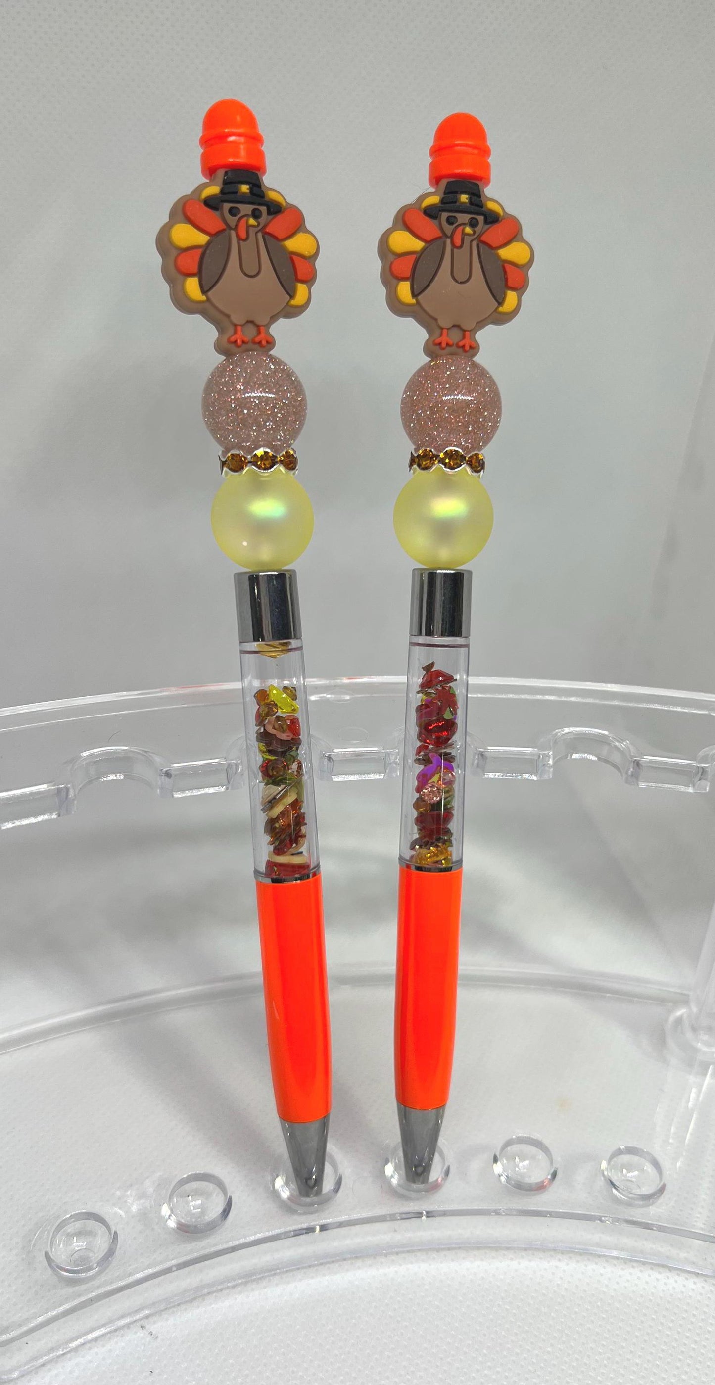 Beaded Pen Shaker Thanksgiving Turkey Ink Pen, Fall Pen, Nurse Gifts, Teacher Gifts, Graduation Gifts, Gifts for Her, Retractable Pen