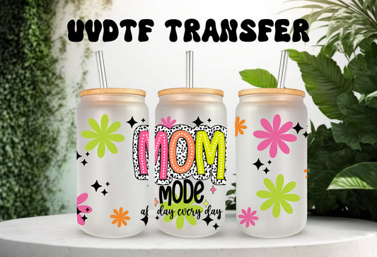 UVDTF Wrap Retro Mom Mode Dalmatian Dots 16 oz Can Glass Mug Tumbler,  Mom gift, Ready to Apply, Permanent Waterproof  Adhesive