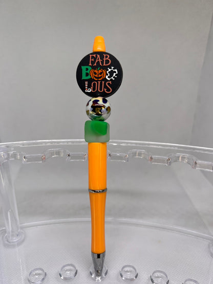 Beaded Pen Halloween Faboolous Pumpkin, Fun Pens Acrylic Beads, Custom Pen, Retractable Ink Pen, Gifts