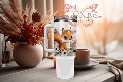 UVDTF Wrap Cute Squirrel Floral for 16oz Can Glass Mug Tumbler, Ready to Apply, Permanent Waterproof Adhesive