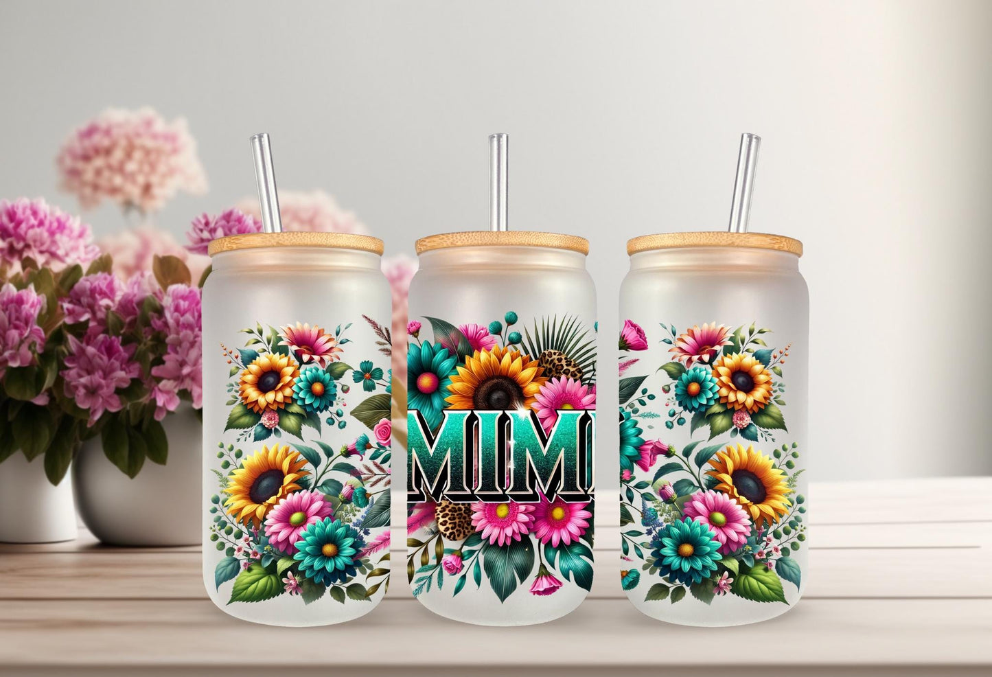 16oz Can Glass Wrap – Floral Cup Tumbler Wrap with Permanent Waterproof Adhesive