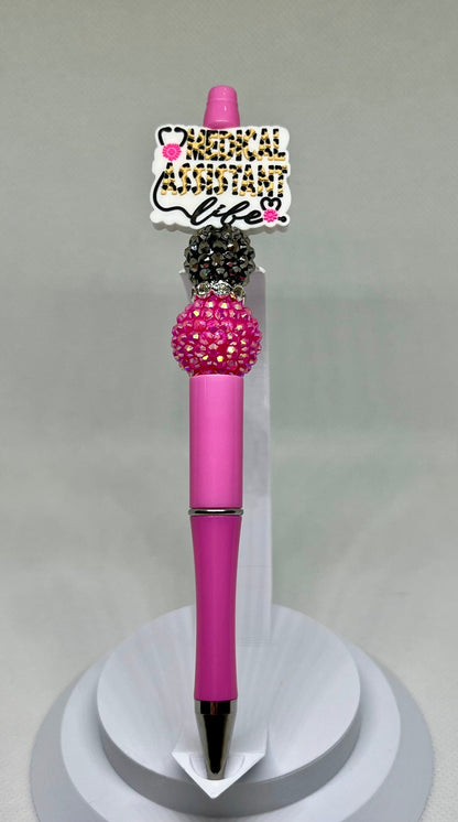 Medical Assistant Beaded Pen, Leopard Print, Sarcastic Pen, Fun Pens Acrylic Beads, Custom Pen, Retractable Ink Pen, Gifts, Graduation