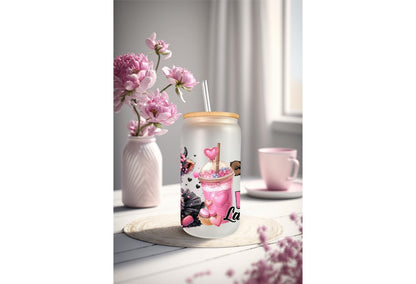 UVDTF Wrap Highland Cow Tutu Iced Coffee Love Language 16oz Can Glass Mug Tumbler Wrap, Ready to apply, Permanent Waterproof Adhesive