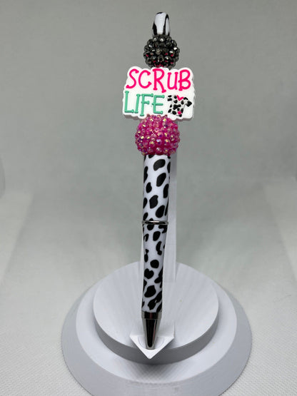 Scrub Life Nurse Beaded Pen, Sarcastic Pen, Fun Pens Acrylic Beads, Custom Pen, Retractable Ink Pen, Graduation