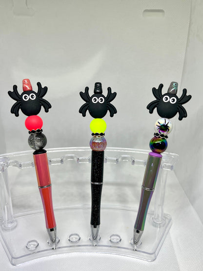 Beaded Pen Halloween Black Spider, Fun Pens Acrylic Beads, Custom Pen, Retractable Ink Pen, Gifts for her, Teacher, Nurses, Medical