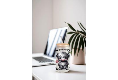 UVDTF Wrap Highland Cow Roses Leopard Print 16oz Can Glass Mug Tumbler Wrap, Geese Wrap, Ready to apply, Permanent Adhesive