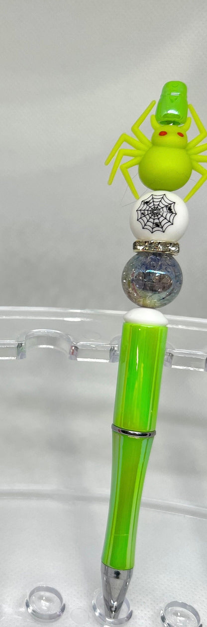 Beaded Pen Halloween Black Spider, Fun Pens Acrylic Beads, Custom Pen, Retractable Ink Pen, Gifts for her, Teacher, Nurses, Medical
