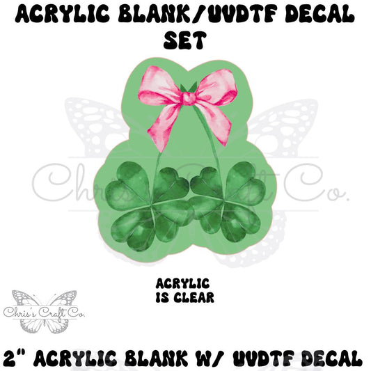 Coquette Bow Shamrock Acrylic Blank Decal Set, DIY Badge Reels, Bow Blank UVDTF sticker, Unfinished Badge Reel, Badge Reel Blanks