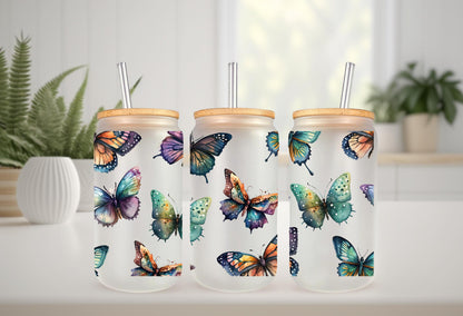 Colorful Butterfly Stickers - UV DTF Transfer Can Glass Wrap With Permanent Adhesive